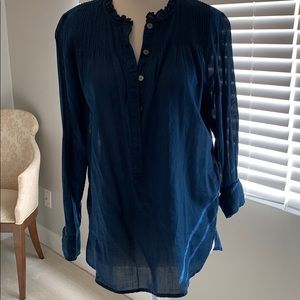 J crew pop over pin tuck shirt with ruffle NWT 0